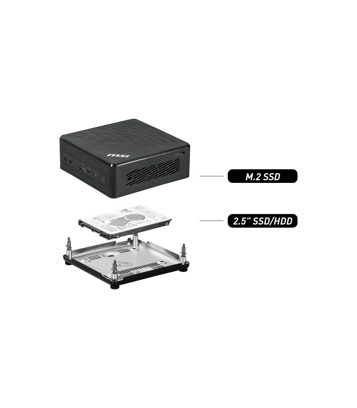 Adaptador hdd para mini ordenador msi cubi n 8gl ms - b17111 negro