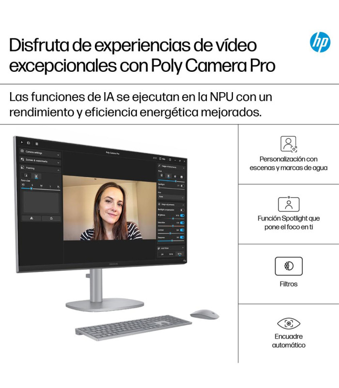 Ordenador all in one hp 27 - cs1008ns u5 - 266v -  16gb -  ssd 1tb -  27 pulgadas fhd -  w11h
