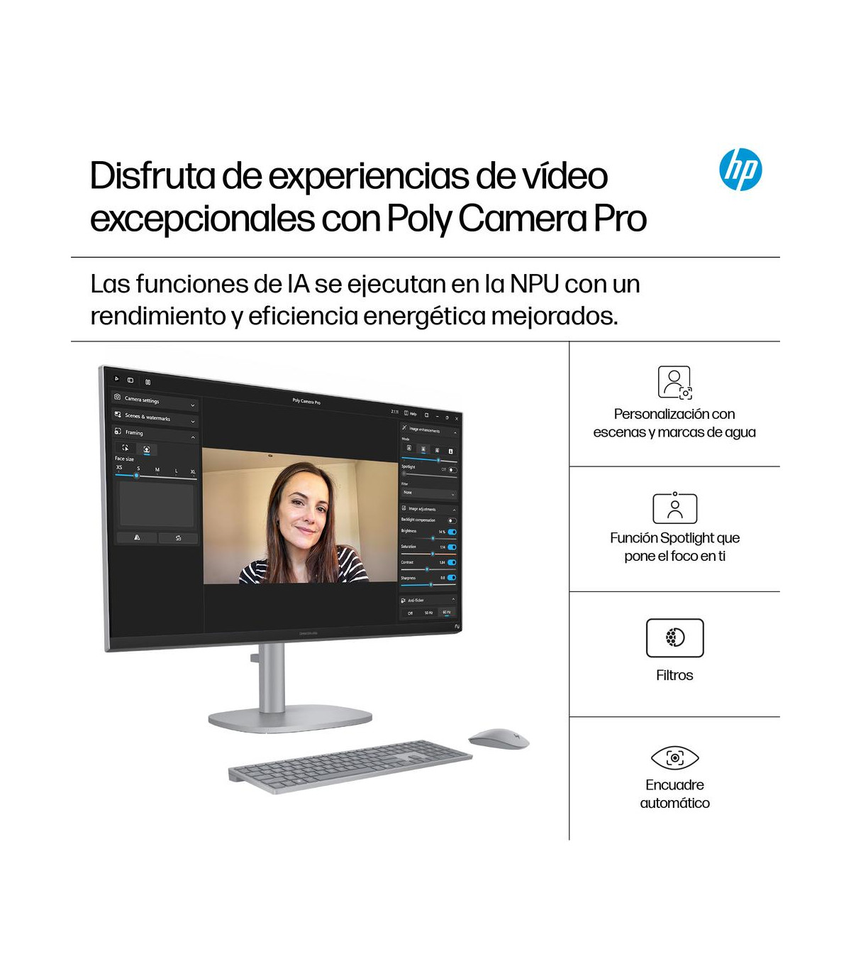 Ordenador all in one hp 27 - cs1008ns u5 - 266v -  16gb -  ssd 1tb -  27 pulgadas fhd -  w11h