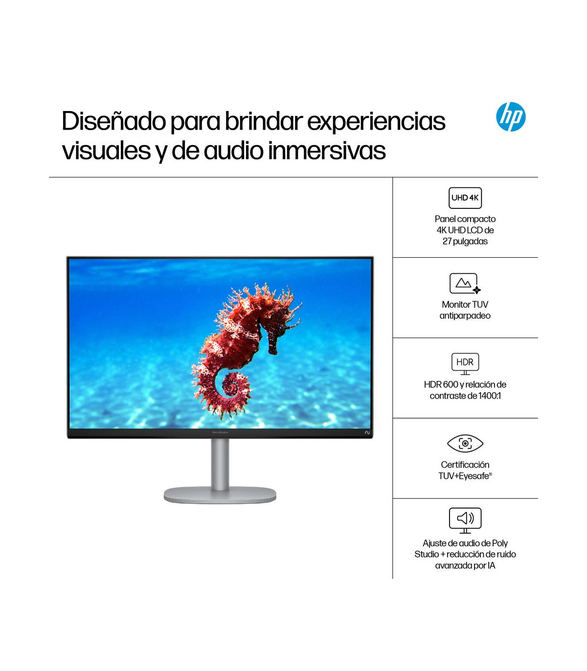 Ordenador all in one hp 27 - cs1008ns u5 - 266v -  16gb -  ssd 1tb -  27 pulgadas fhd -  w11h