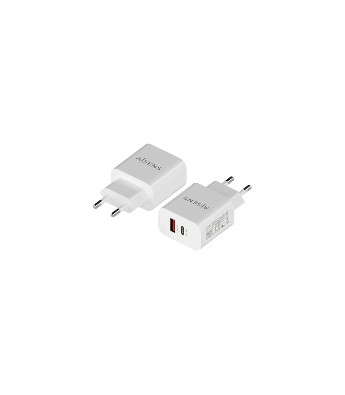 Aisens Cargador 20W USB-C PD3.0 USB-A QC3.0 Blanco