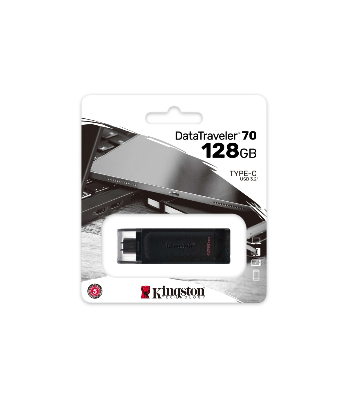 Kingston DataTraveler DT70 128GB USB C 3.2  Negro
