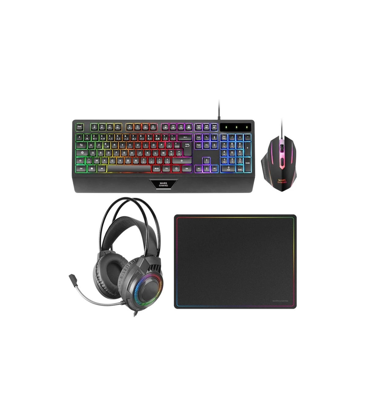 MARS GAMING TECLADO+RATON+ALFOMBRILLA+AURICULAR