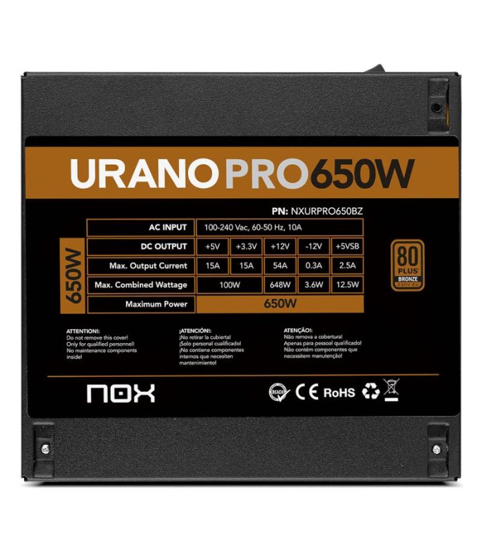 NOX  Fuente ATX Urano PRO 650W Bronze