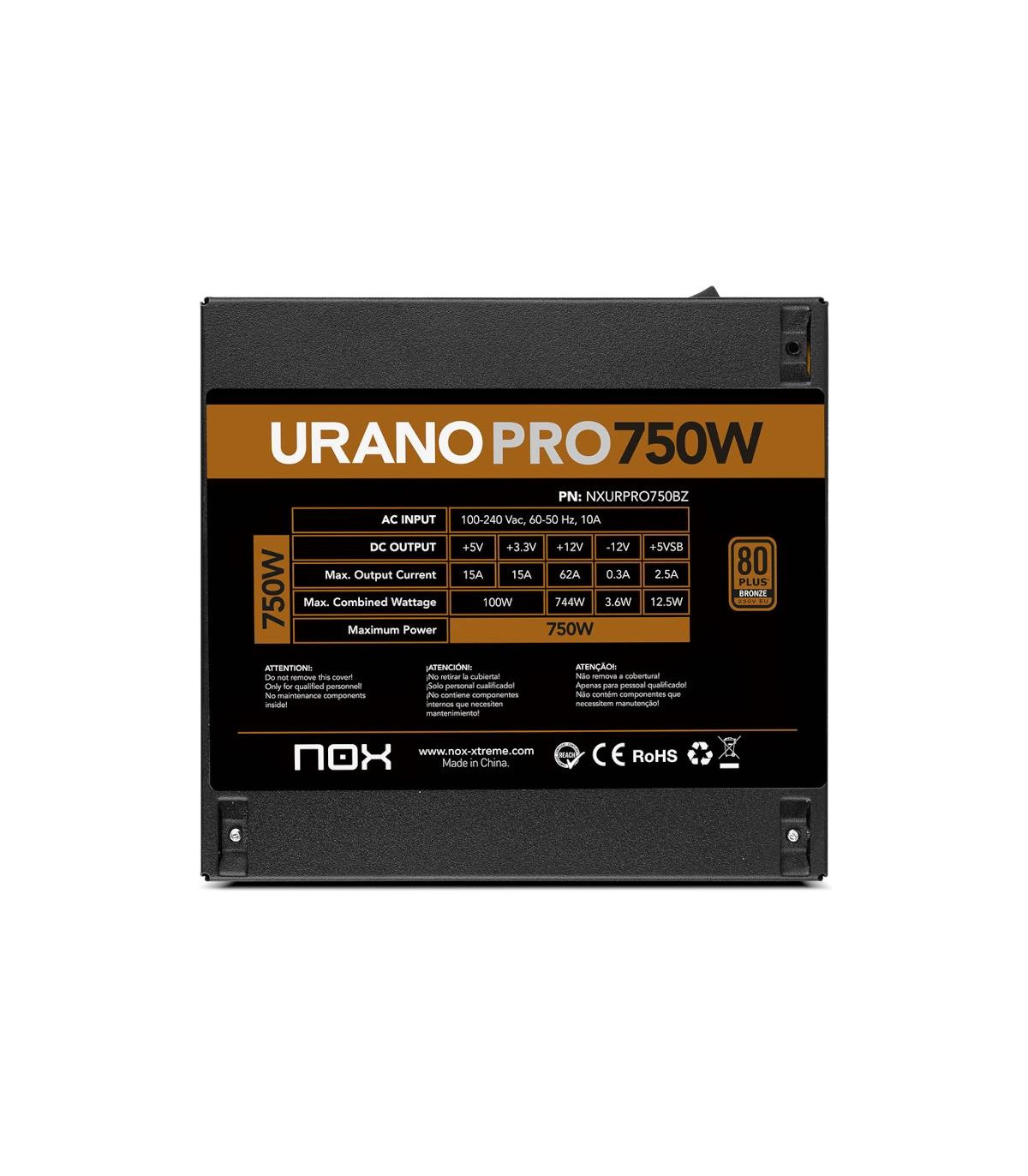 NOX Fuente ATX Urano PRO 750W Bronze