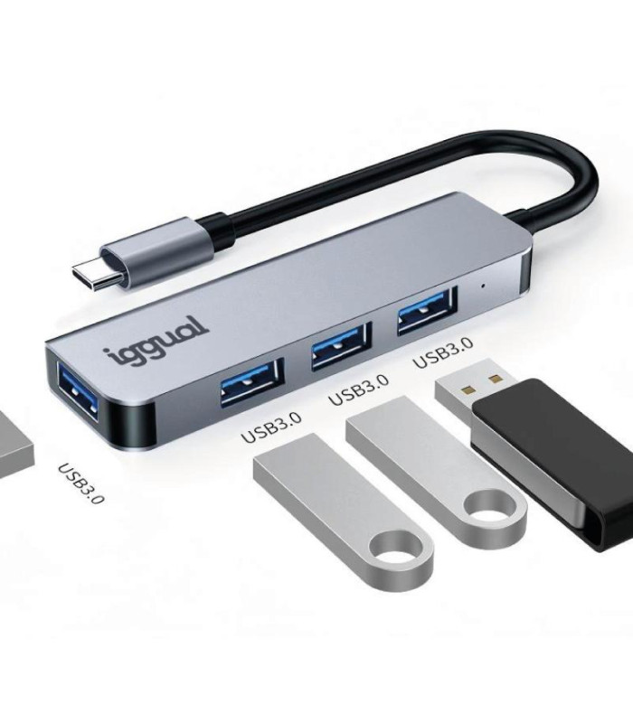 iggual Hub USB 3.0 tipo C x 4 puertos USB-A 3.0