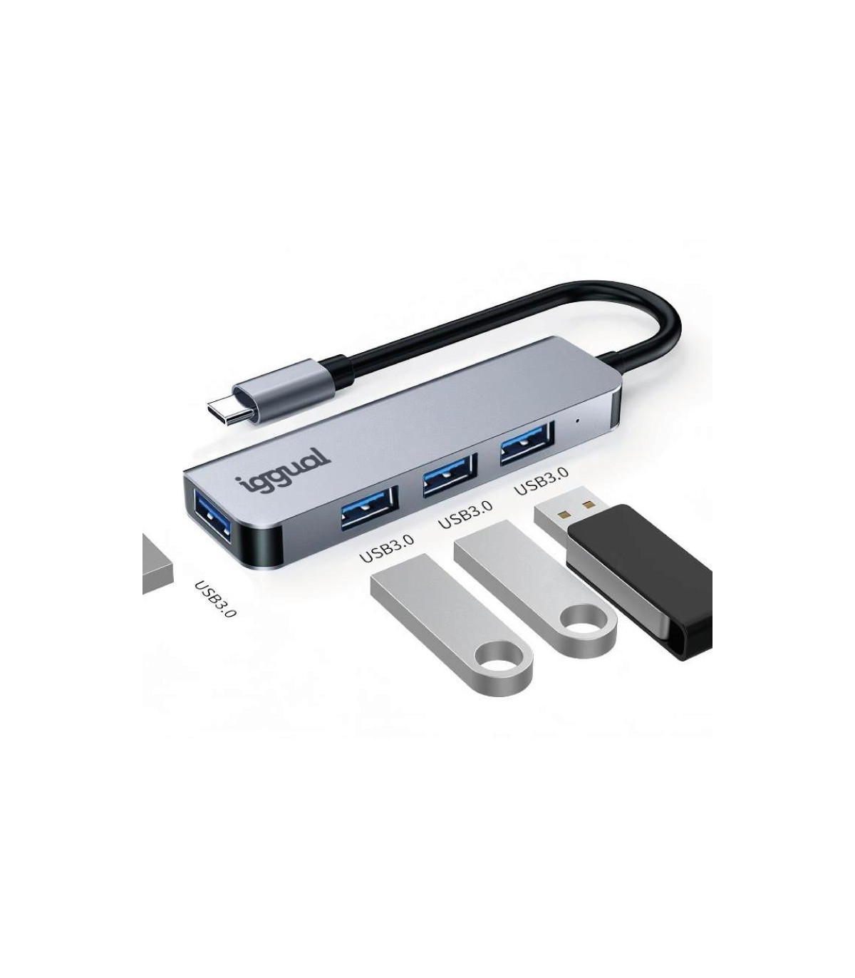 iggual Hub USB 3.0 tipo C x 4 puertos USB-A 3.0