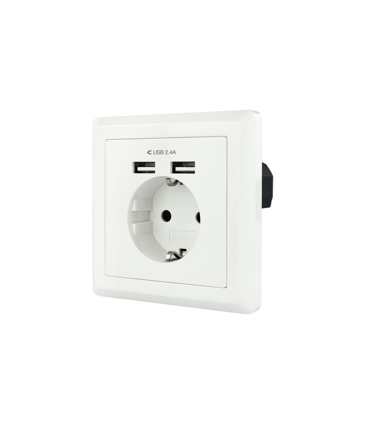 Nanocable Base de enchufe pared schuko+2USB 2.4A