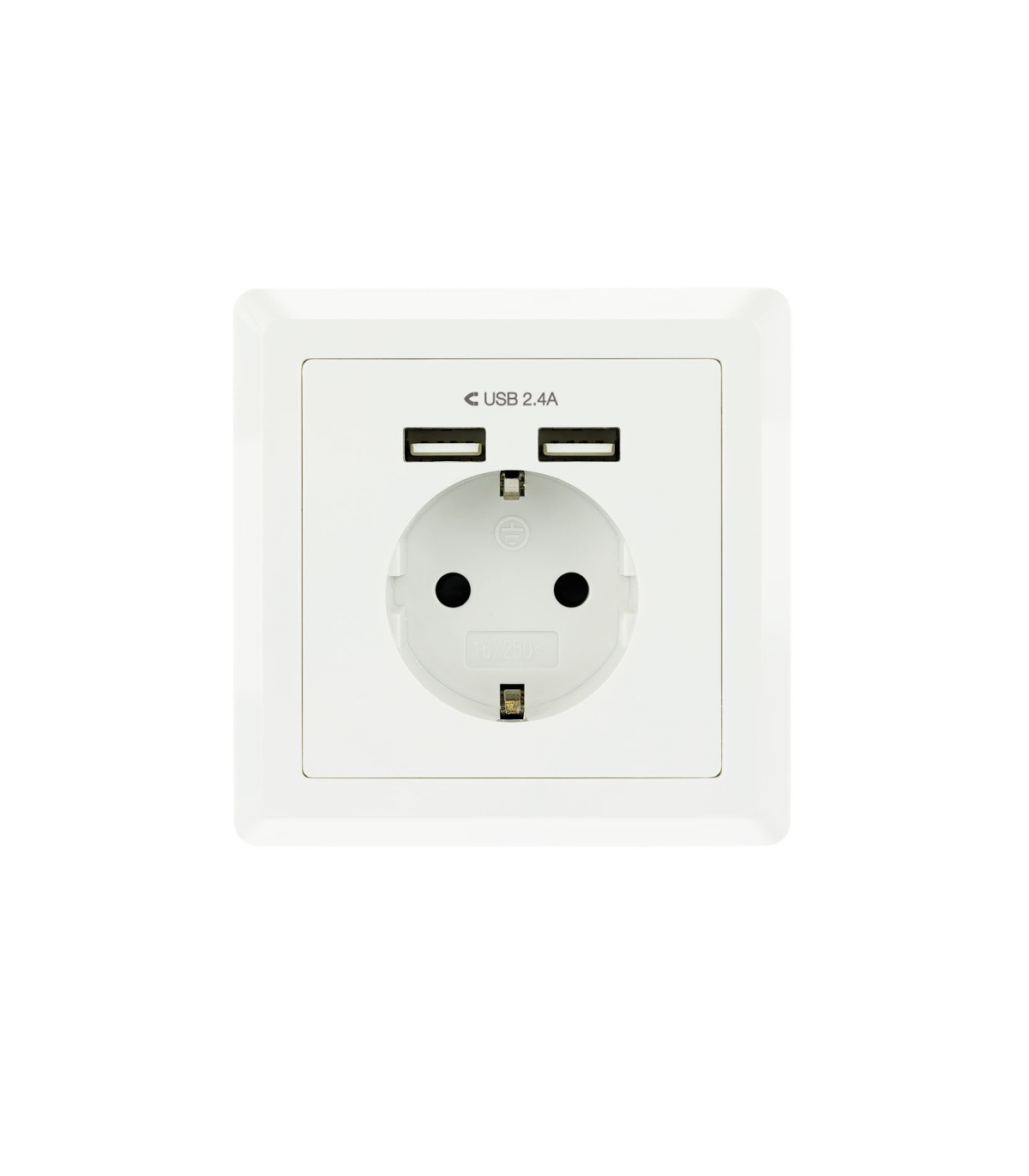 Nanocable Base de enchufe pared schuko+2USB 2.4A