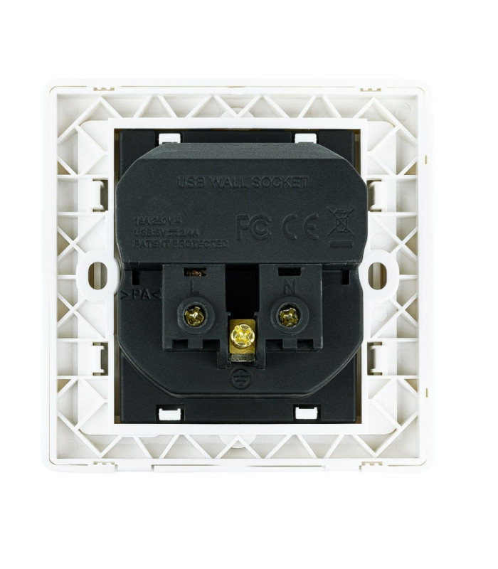 Nanocable Base de enchufe pared schuko+2USB 2.4A