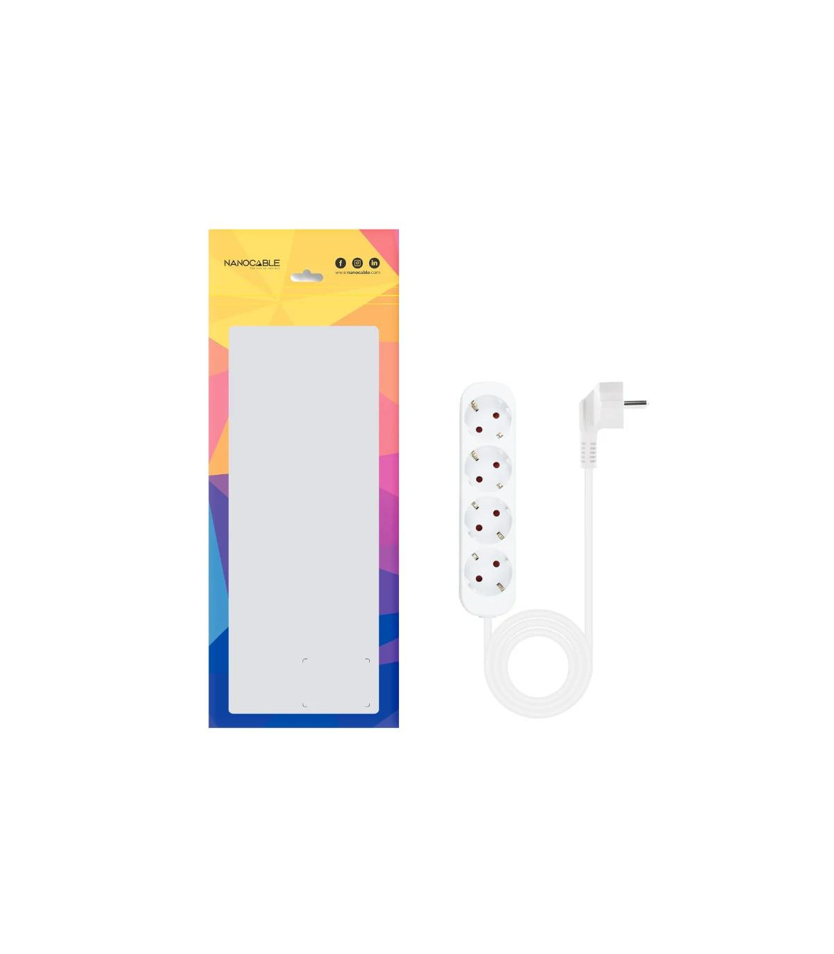 Nanocable Regleta de Enchufes 4 Tomas 1.4 m Blanco