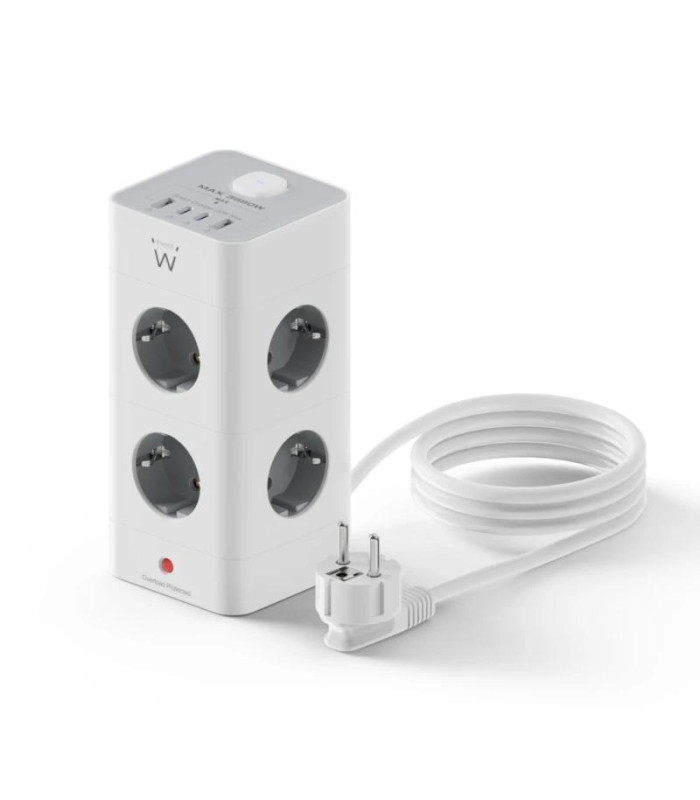 Ewent EW3864 Regleta 8 Tomas SHUCKO +2USB-A+2USB-C