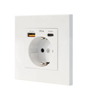 Nanocable Base Pared toma SCHUKO 2USB-C PD20W