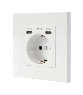 Nanocable Base Pared toma SCHUKO 2USB Max .2.4A