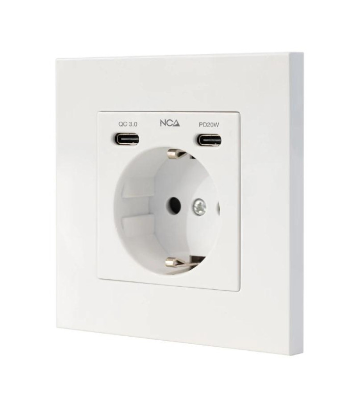 Nanocable Base Pared toma SCHUKO 2USB Max .2.4A