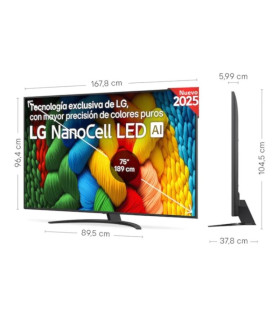 LG 75NANO81A6A TV 75" UHD NANOCELL ALFA7 WEBOS25
