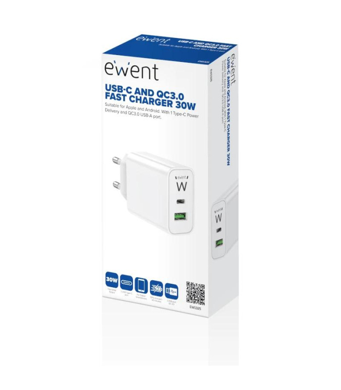 EWENT CARGADOR RÁPIDO USB-C / QC 3.0 / 30W
