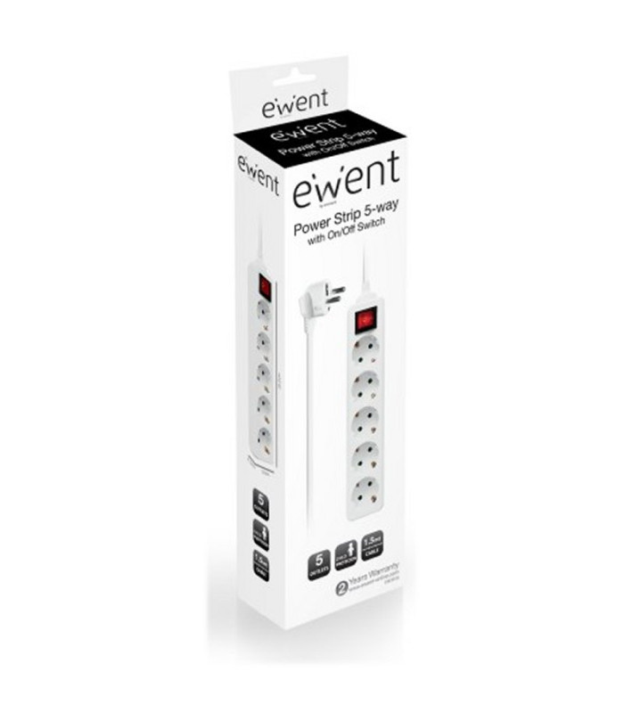 EWENT EW3916  Regleta 5 Tomas / 1 interruptor 1.5m