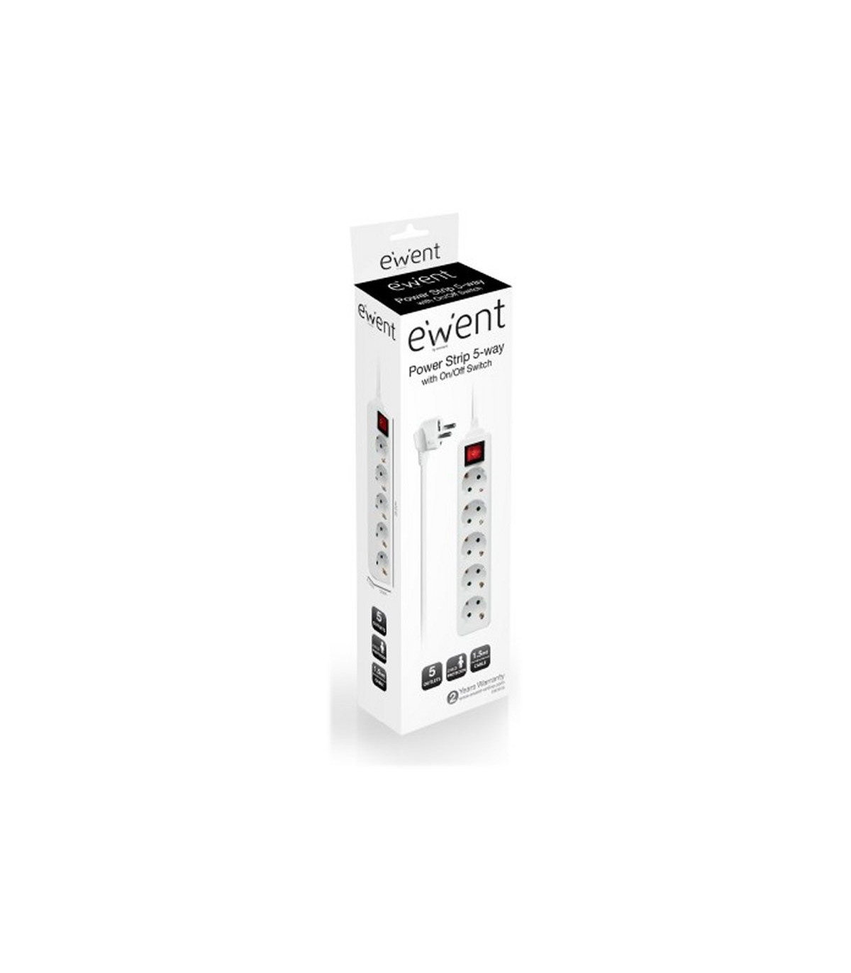 EWENT EW3916  Regleta 5 Tomas / 1 interruptor 1.5m