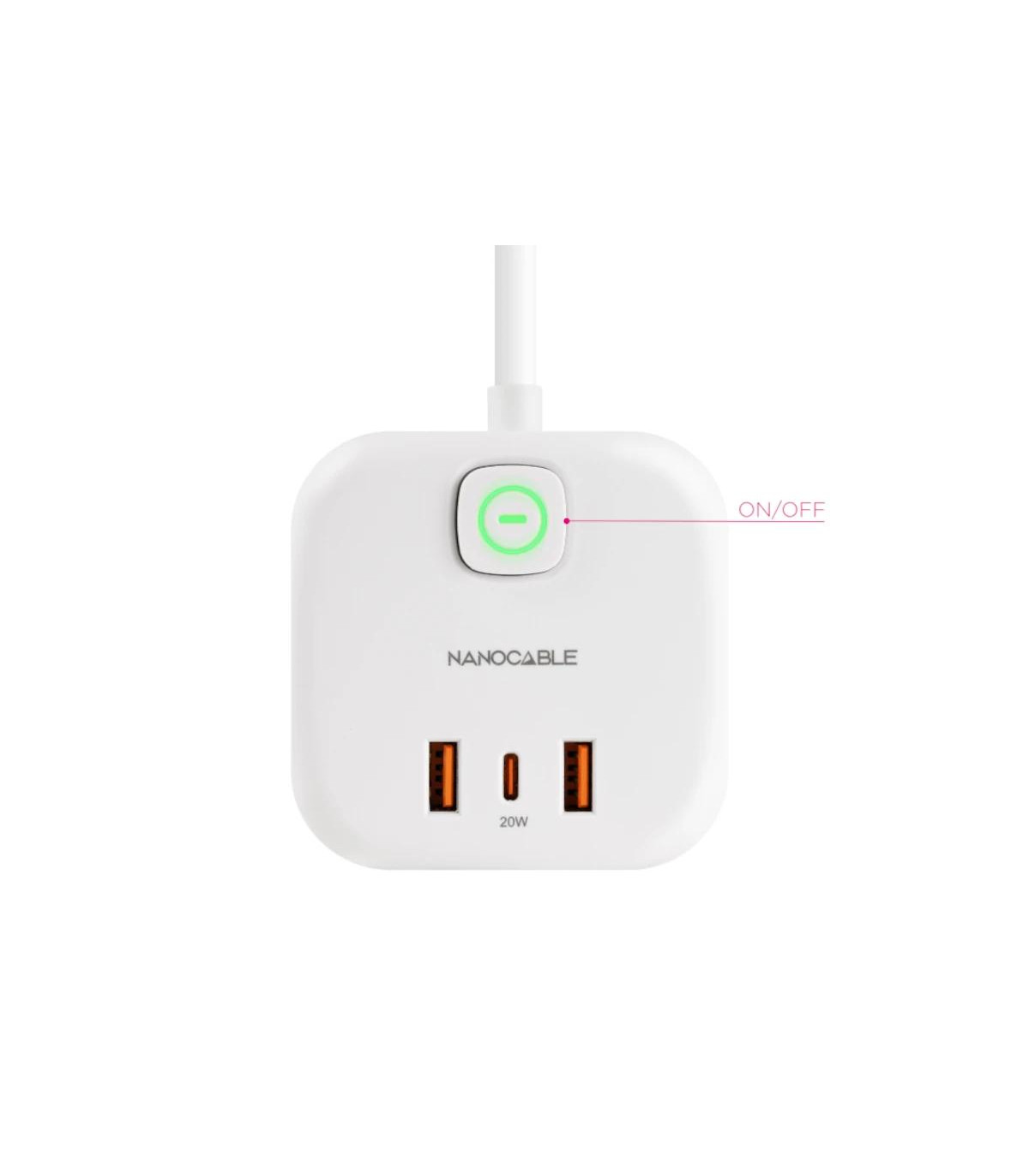 Nanocable Base de enchufe con 3 USB c/ interruptor