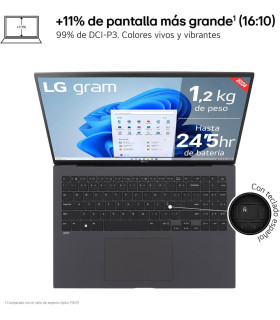 Portatil lg gram 16z90t - g intel core ultra 7 255h 32gb ssd1tb w11 16 pulgadas