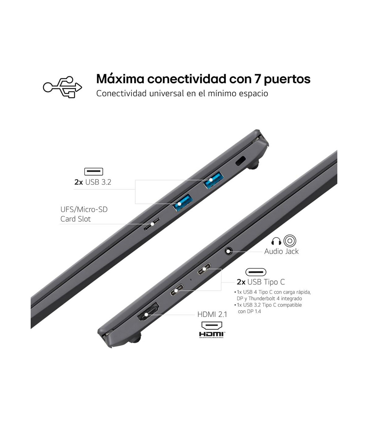 Portatil lg gram 16z90t - g intel core ultra 7 255h 32gb ssd1tb w11 16 pulgadas