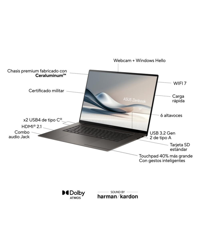 Portatil asus zenbook um5606wa - rk320w rai9 - 370 32gb ssd 1tb 16 pulgadas