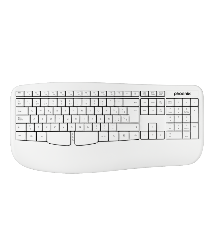 Phoenix k201 teclado ergonómico inalámbrico 2.4ghz blanco