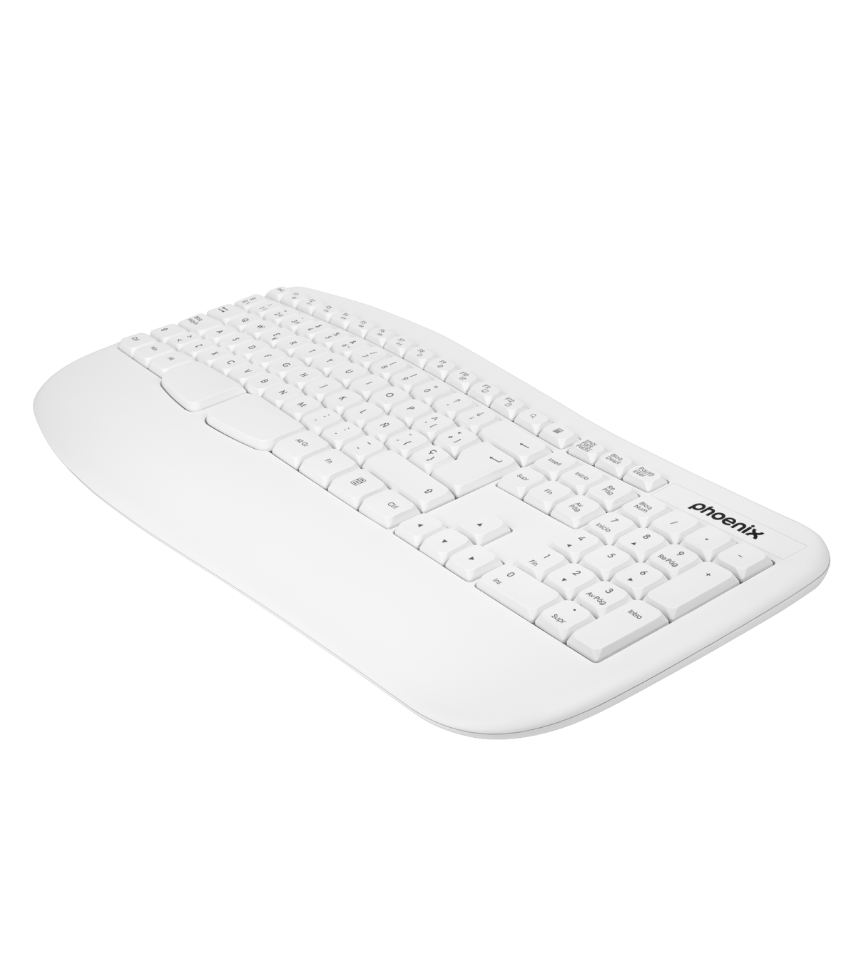 Phoenix k201 teclado ergonómico inalámbrico 2.4ghz blanco
