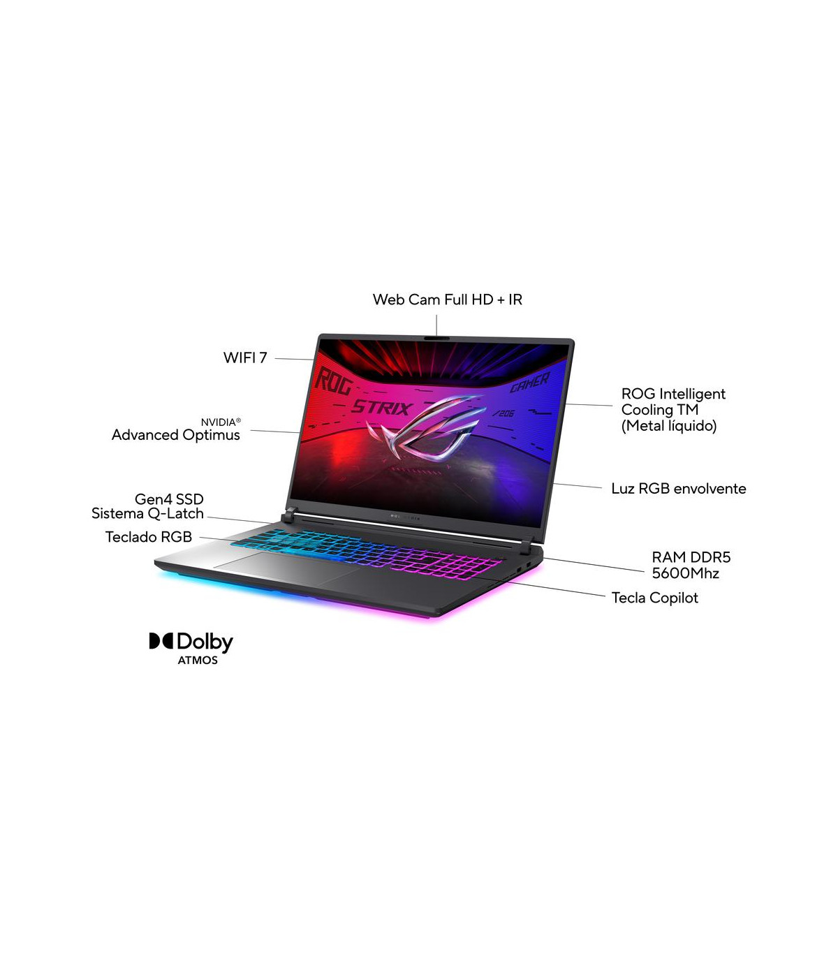 Portatil asus g815lp - s9034 u9 - 275hx 32gb ssd 1tb rtx 5070 8gb 18 pulgadas