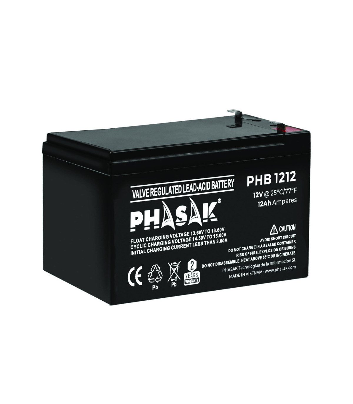 Bateria phasak phb 1212 compatible para sais 12ah 12v acido - plomo