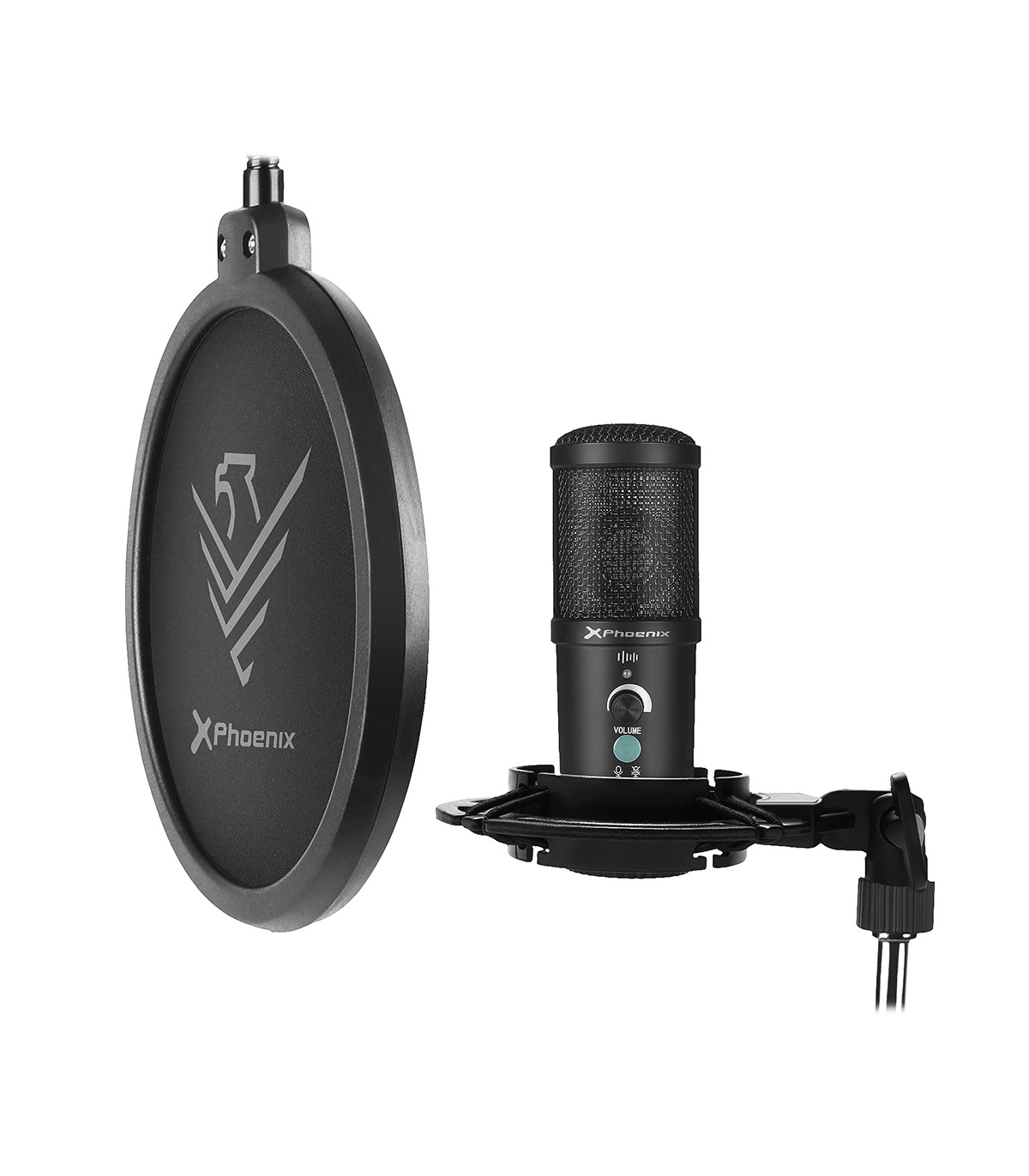 Kit microfono phoenix streamcast pro gaming conector usb - brazo articulado - filtro antipop y montura antivibración