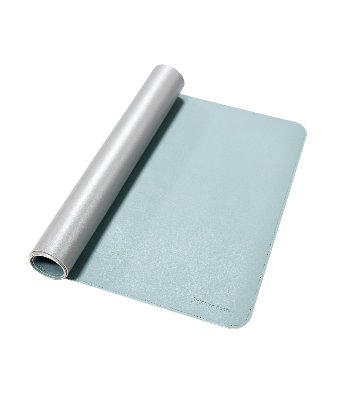Phoenix matepad alfrombrilla escritorio ratón pu 80 x 40 cm antideslizante impermeable materíal simil cuero azul - gris