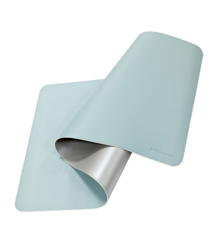 Phoenix matepad alfrombrilla escritorio ratón pu 80 x 40 cm antideslizante impermeable materíal simil cuero azul - gris