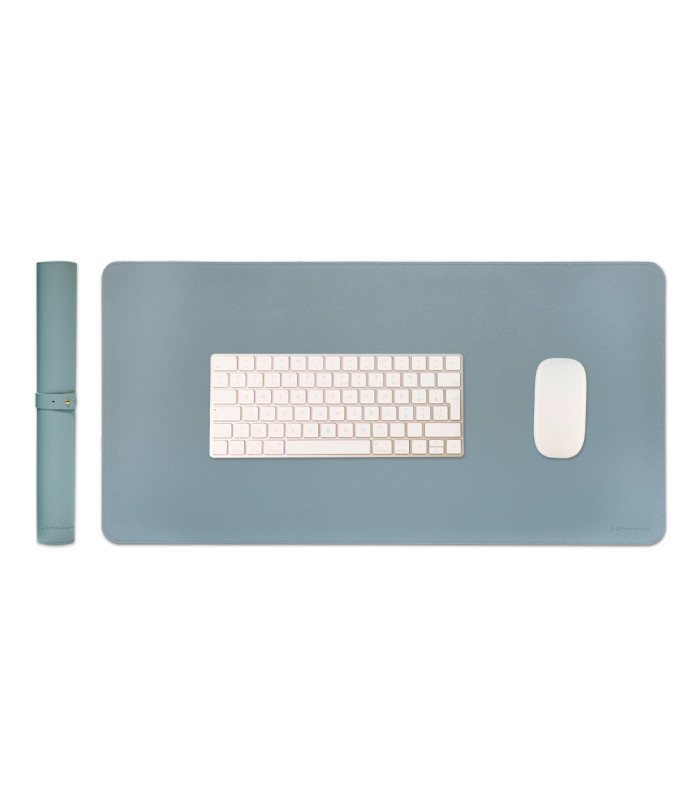 Phoenix matepad alfrombrilla escritorio ratón pu 80 x 40 cm antideslizante impermeable materíal simil cuero azul - gris