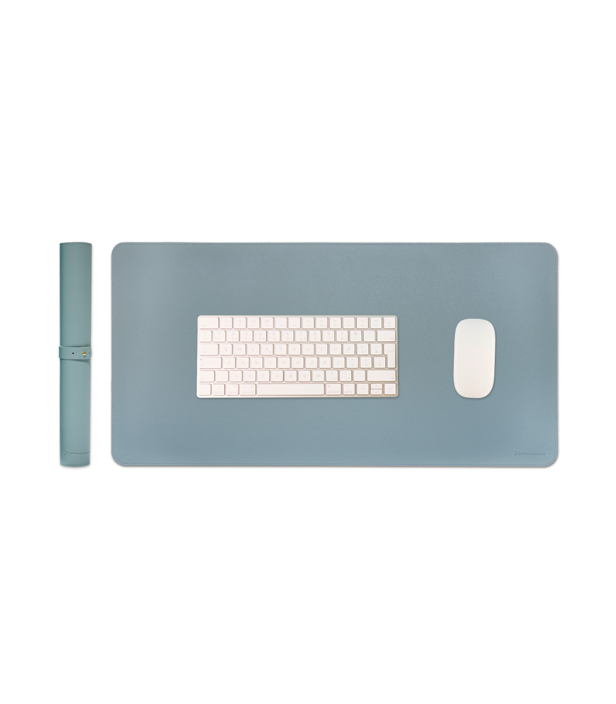 Phoenix matepad alfrombrilla escritorio ratón pu 80 x 40 cm antideslizante impermeable materíal simil cuero azul - gris