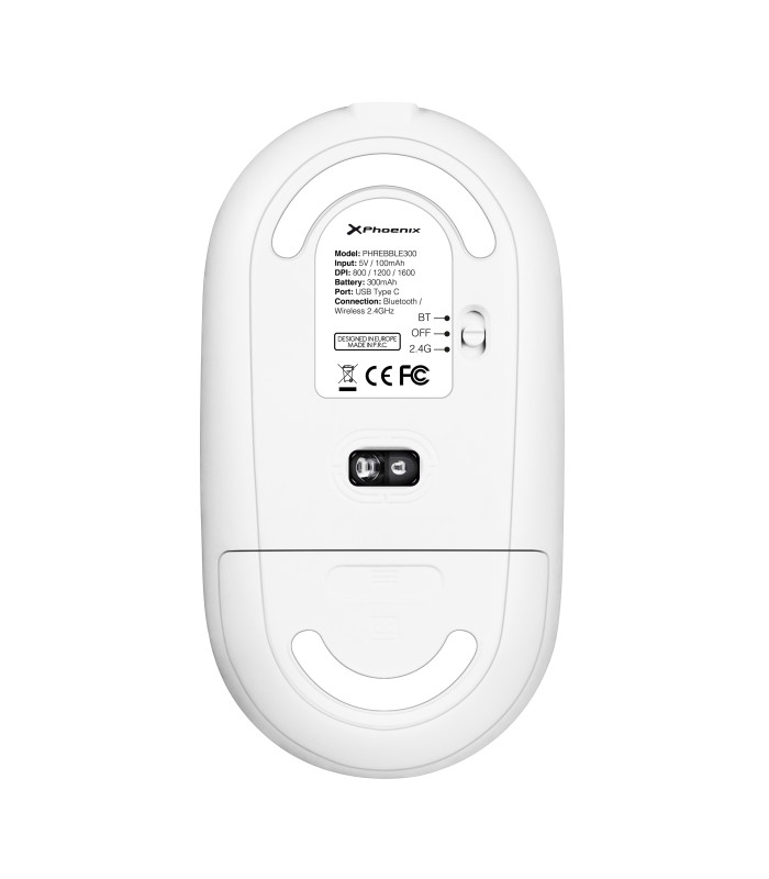 Phoenix rebble ratón inalambrico bluetooth y 2.4 ghz hasta 3 dispositivos con receptor usb clic silencioso para portátil noteboo