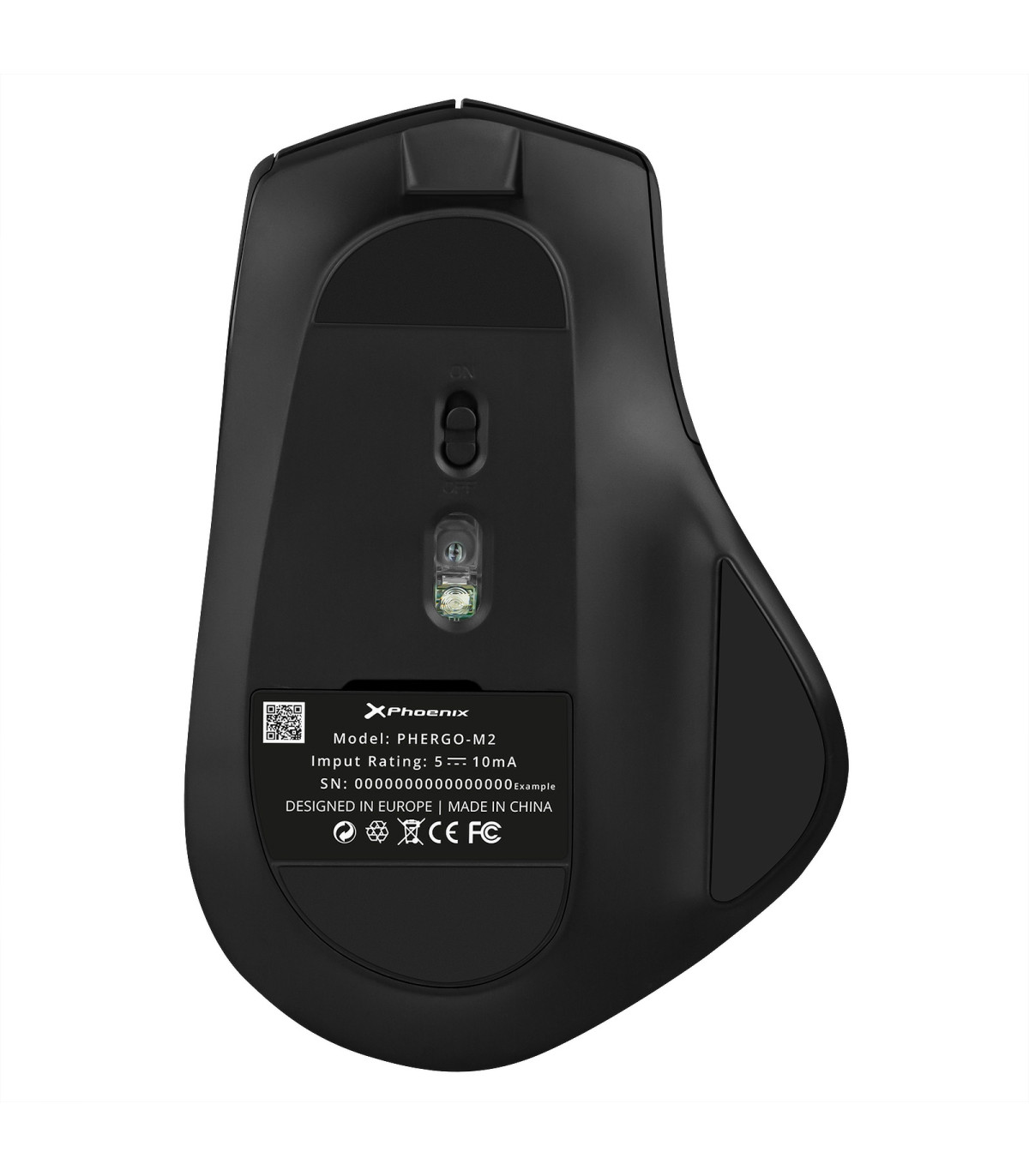 Ratón inalambrico bluetooth phoenix ergo m2 ergonomico multidispositivo y batería recargable click silenciosos