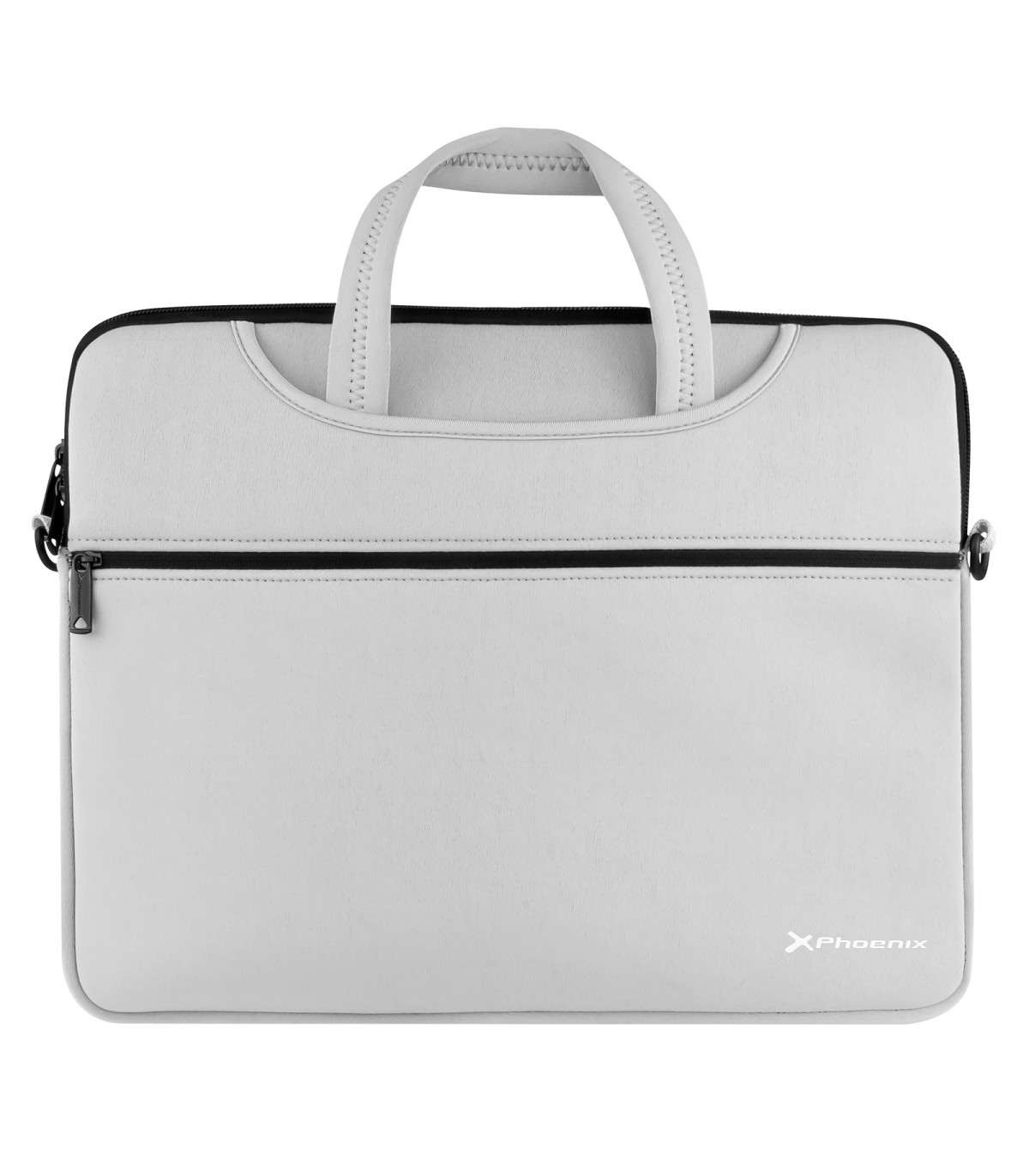Funda maletin neopreno phoenix para portátil o tablet hasta 14 pulgadas interior terciopelo gris