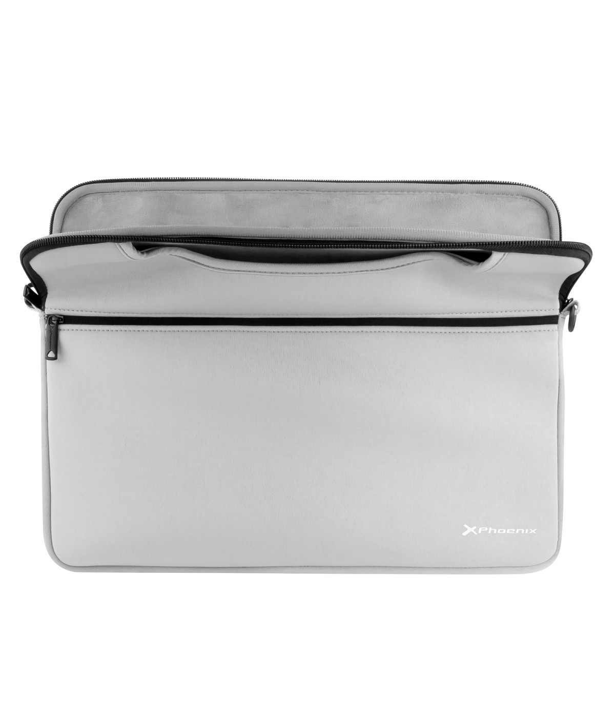 Funda maletin neopreno phoenix para portátil o tablet hasta 14 pulgadas interior terciopelo gris