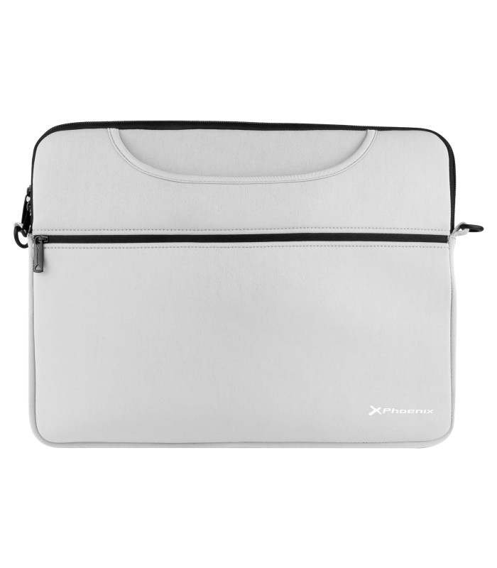 Funda maletin neopreno phoenix para portátil o tablet hasta 14 pulgadas interior terciopelo gris