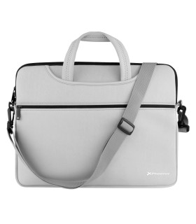 Funda maletin neopreno phoenix para portátil o tablet hasta 16 pulgadas interior terciopelo gris