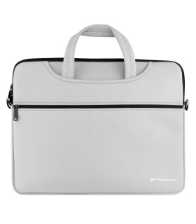 Funda maletin neopreno phoenix para portátil o tablet hasta 16 pulgadas interior terciopelo gris