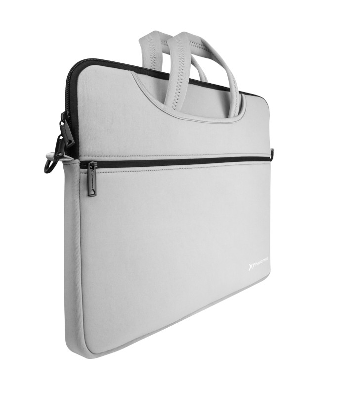 Funda maletin neopreno phoenix para portátil o tablet hasta 16 pulgadas interior terciopelo gris