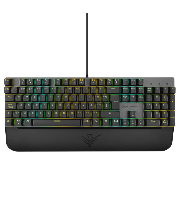 Teclado mecanico gaming phoenix mk1 elite full rgb configurable switches brown usb con reposamuñecas