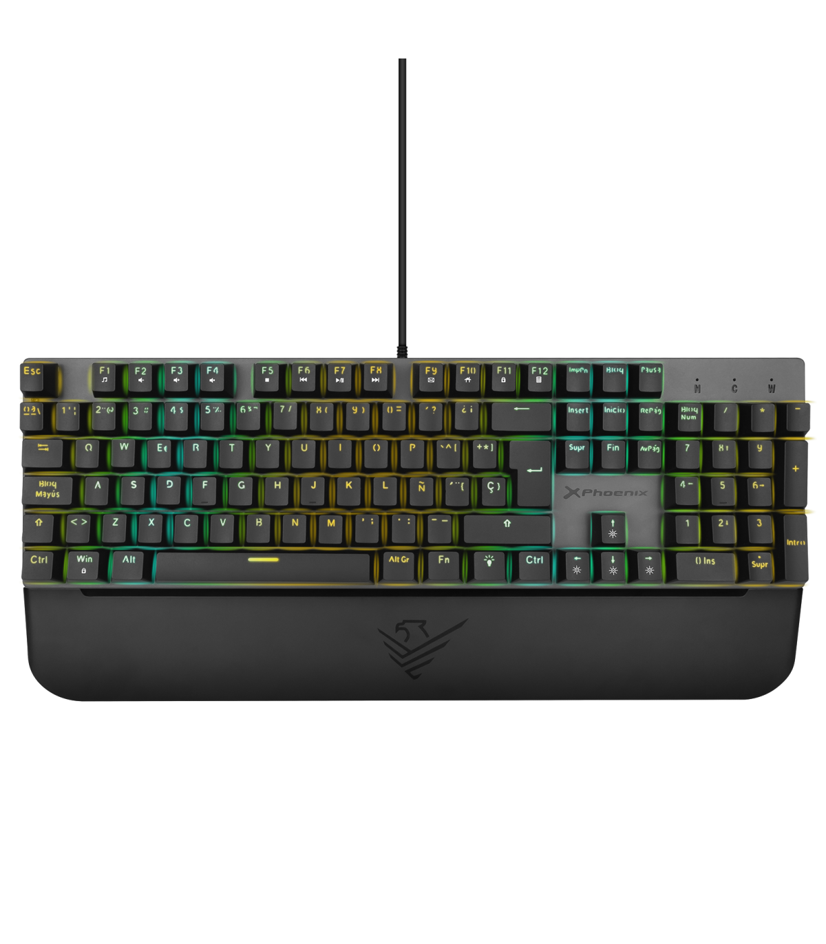 Teclado mecanico gaming phoenix mk1 elite full rgb configurable switches brown usb con reposamuñecas