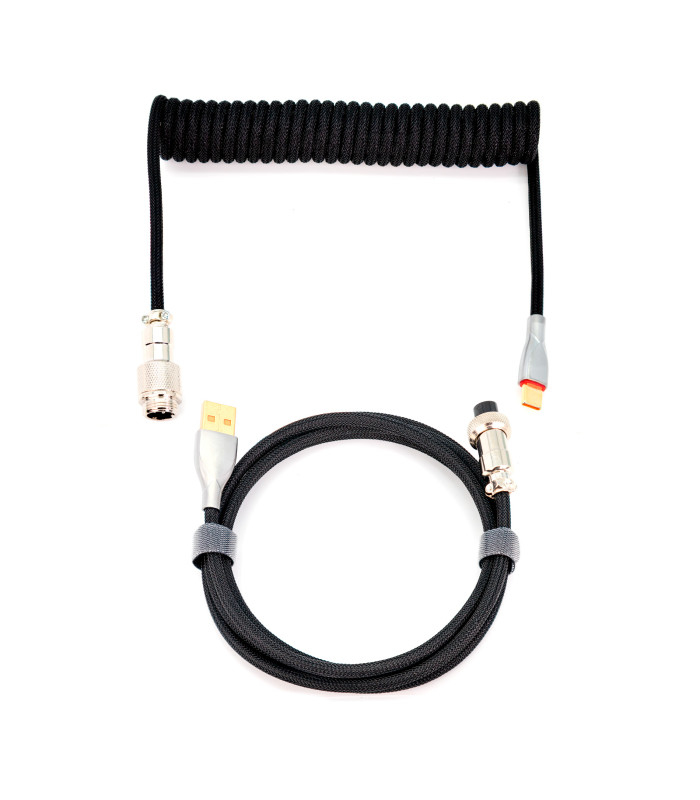 Phoenix kioru cable aviador en espiral con conector tipo c para teclados gaming negro