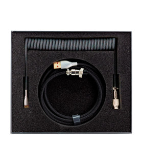 Phoenix kioru cable aviador en espiral con conector tipo c para teclados gaming negro y gris
