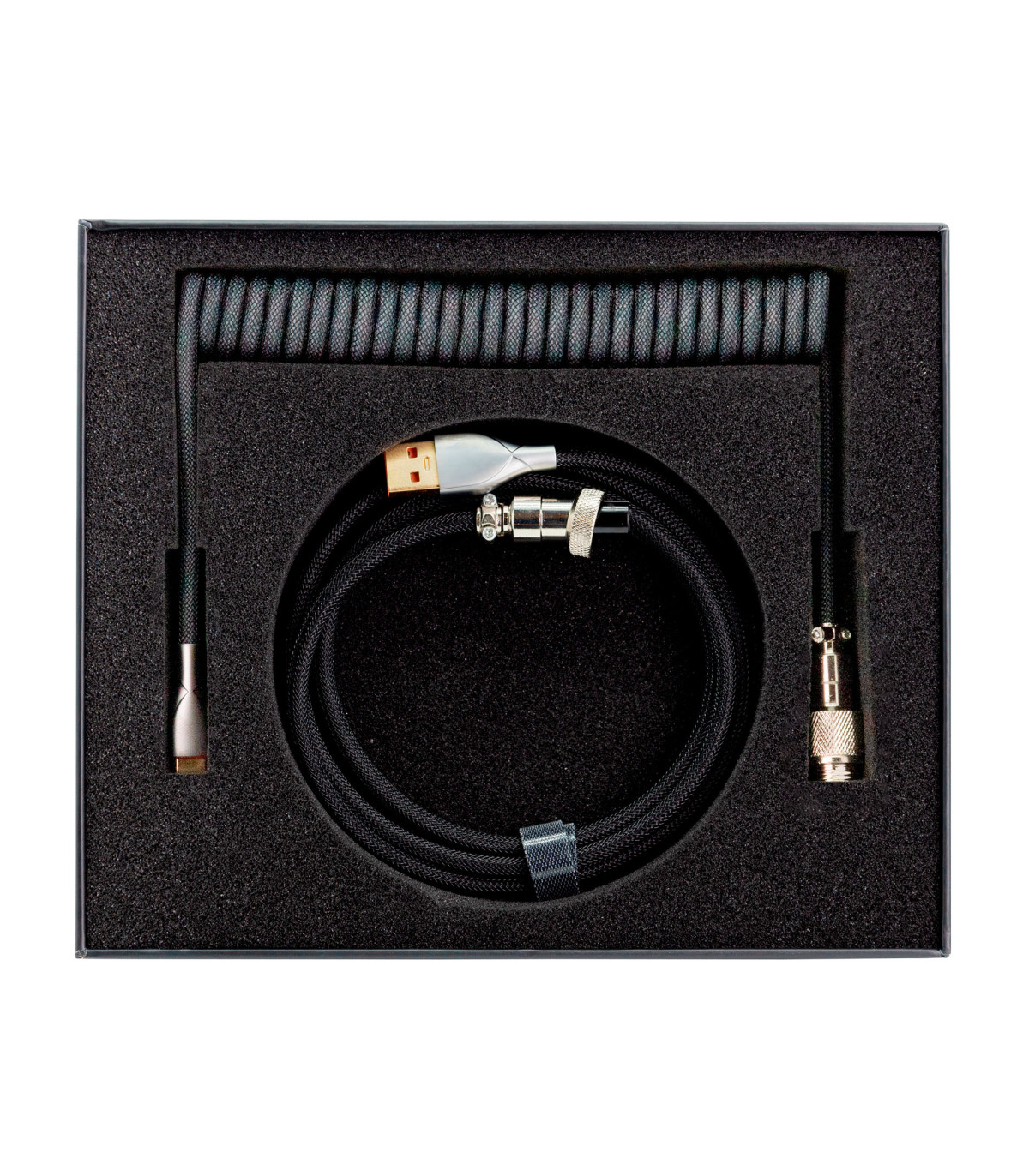 Phoenix kioru cable aviador en espiral con conector tipo c para teclados gaming negro y gris