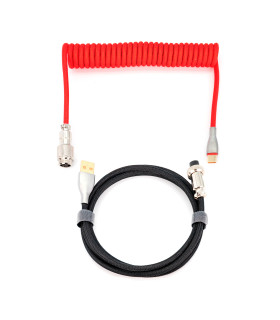 Phoenix kioru cable aviador en espiral con conector tipo c para teclados gaming negro y rojo